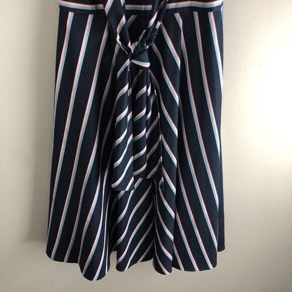 Eliza J Size 10 Striped Sleeveless Dress Tie Back Shoulders Nautical Boat Classy - Picture 11 of 16